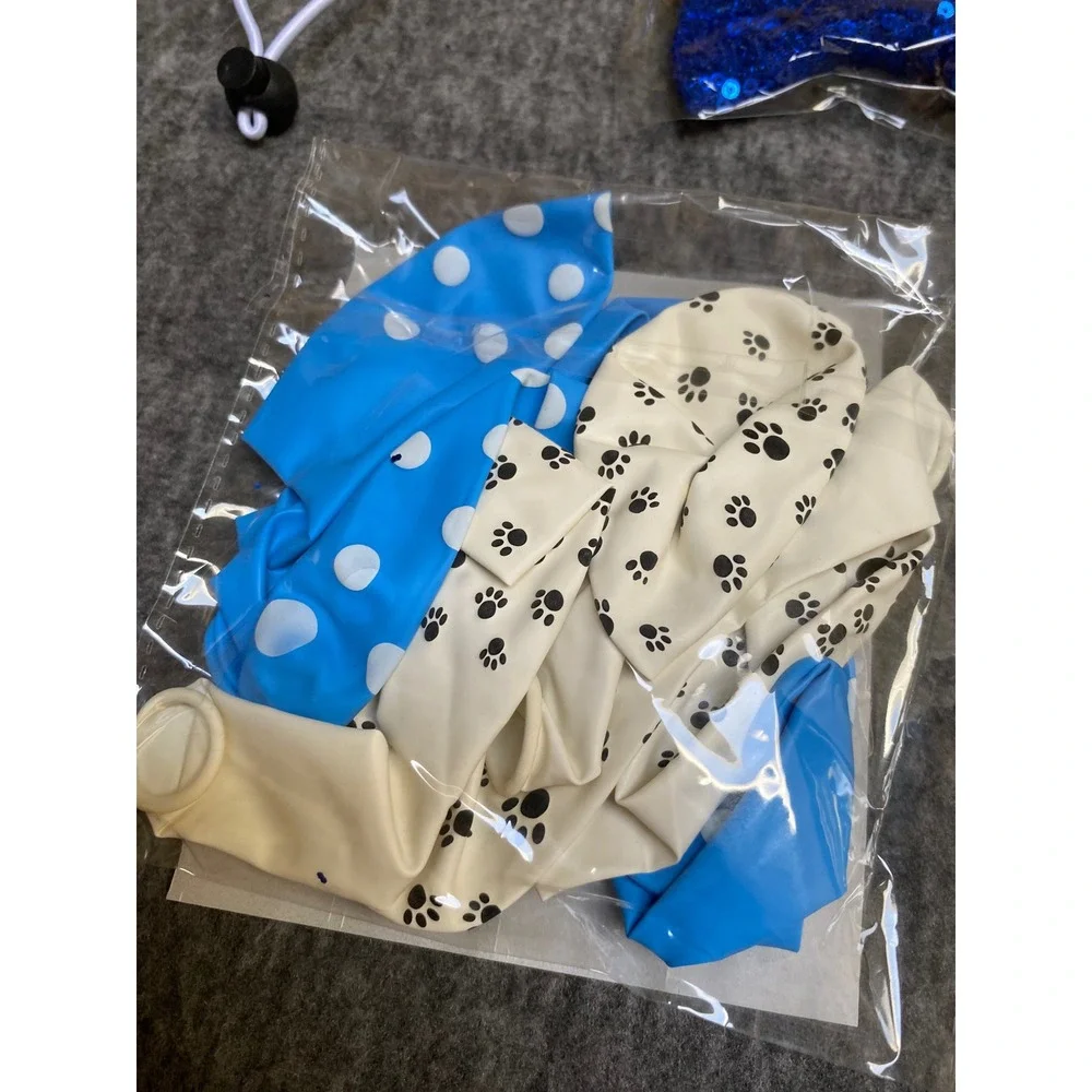 New Small Dog Birthday Party Set Blue Hat Bandana Bow Tie Banner Balloons Small